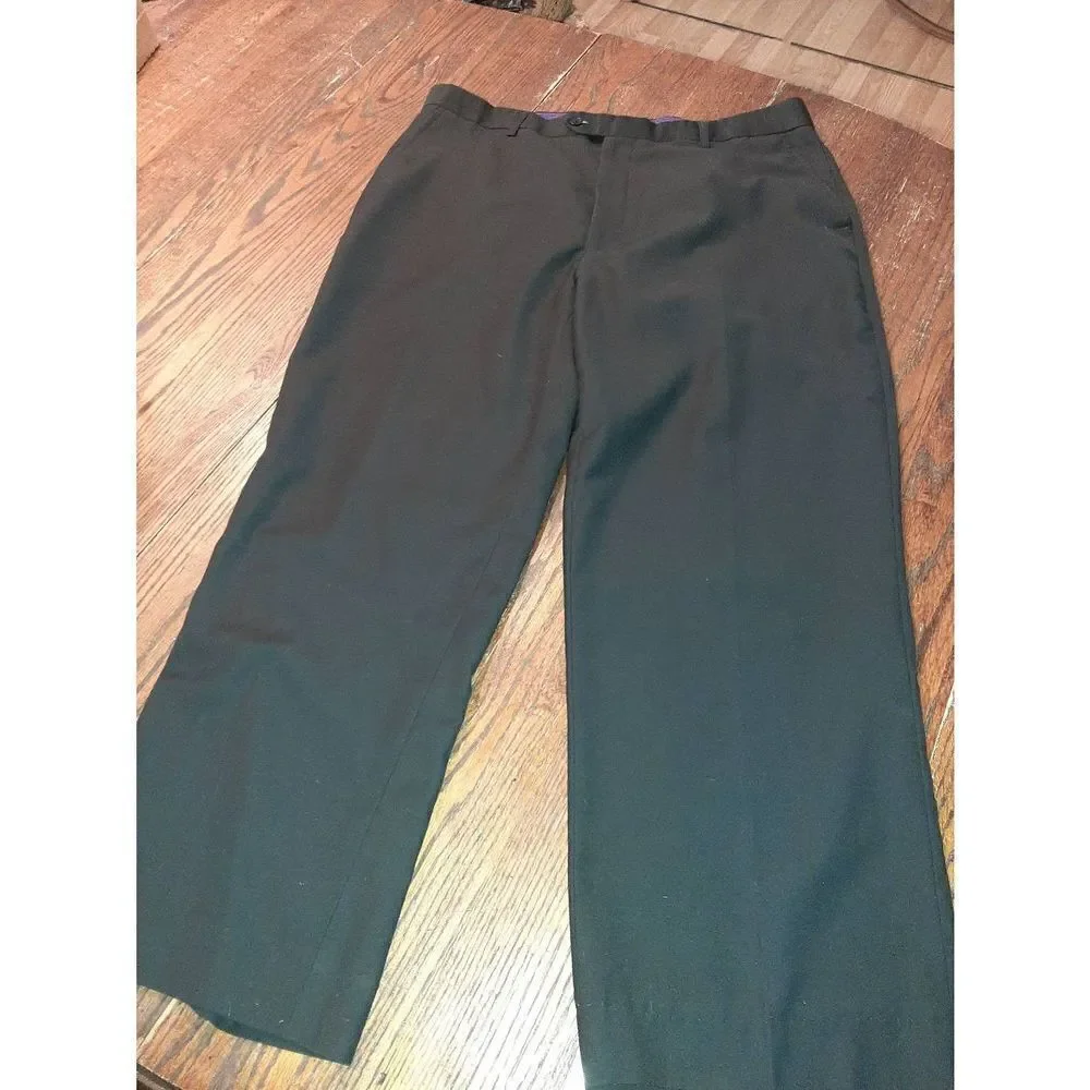 38x27 Vinci Black Flat Front Pleated Leg High-Waist Pants Handled by Waterproof